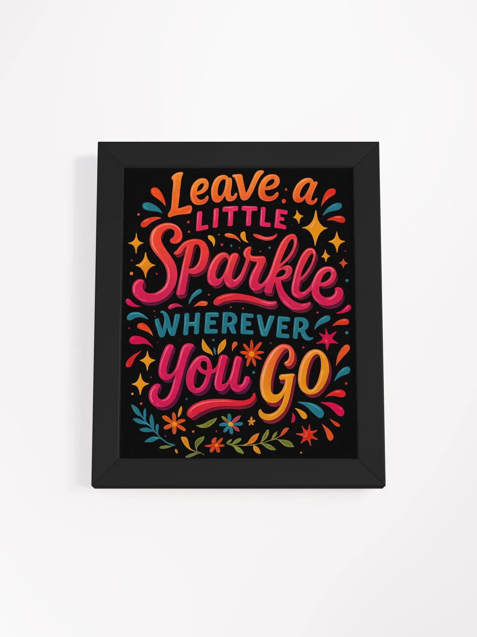 Leave a Little Sparkle – Framed Rainbow Typography Print product image (1)