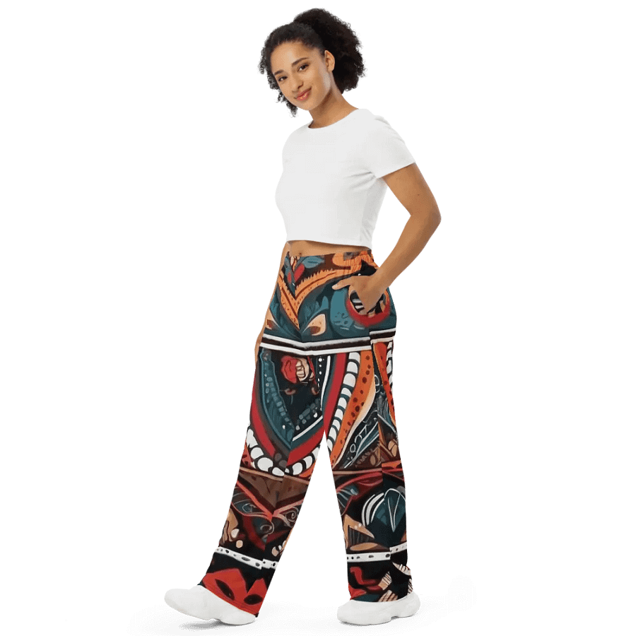 Cultural Canvas: Unisex Wide Leg Pants in Tribal Symphony product image (4)