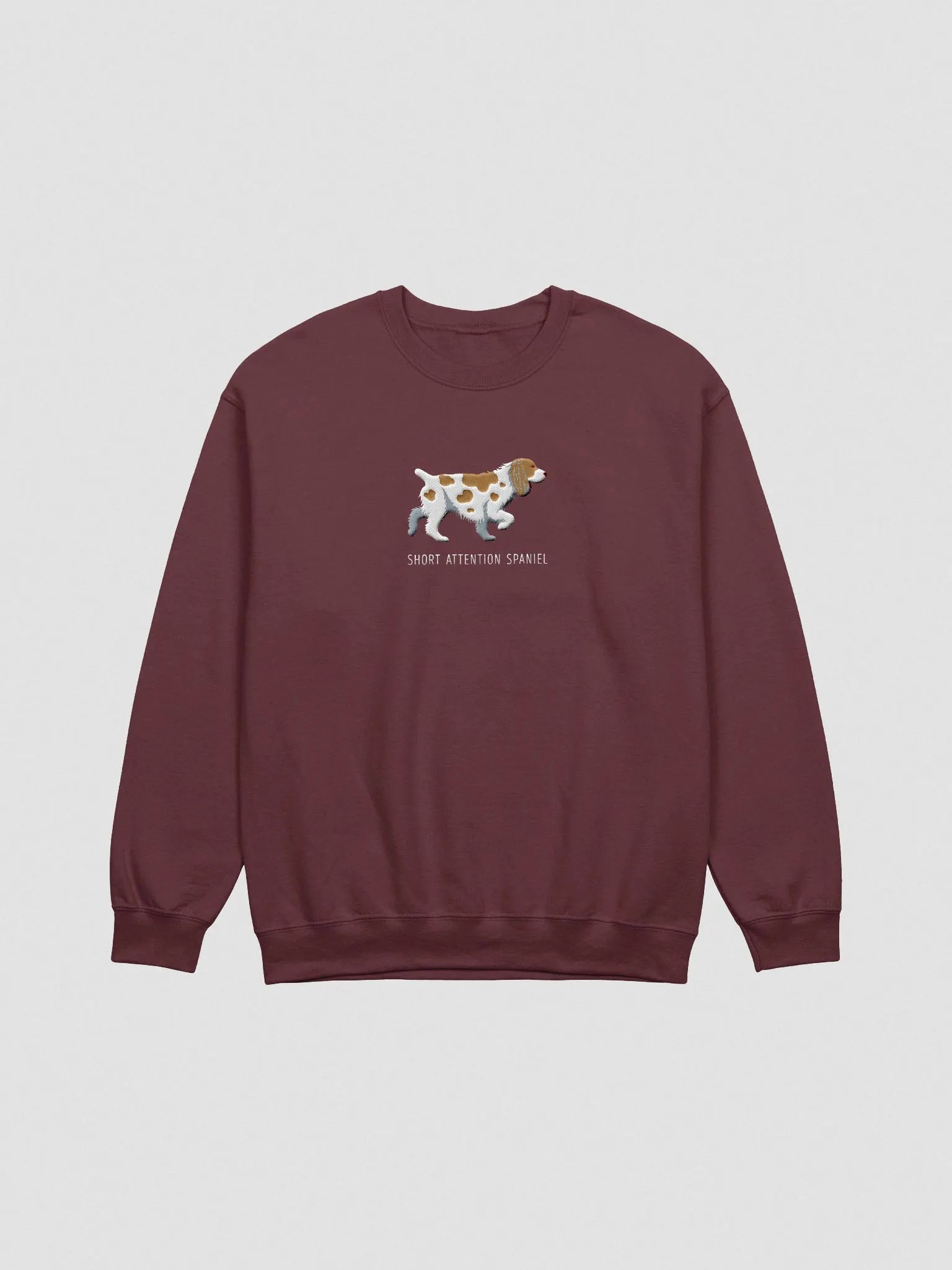 Short Attention Spaniel Sweatshirt (Embroidered) of a Cocker Spaniel(White & Tan) product image (4)