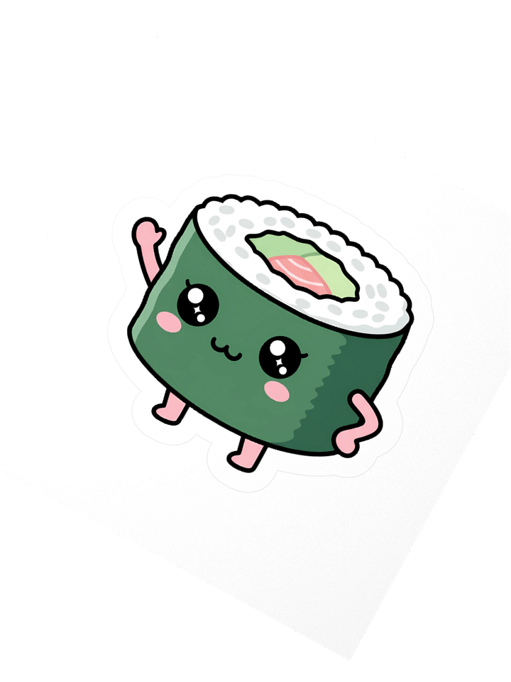 Rollin' With Cuteness! | Waving Kawaii Sushi Roll Sticker product image (6)