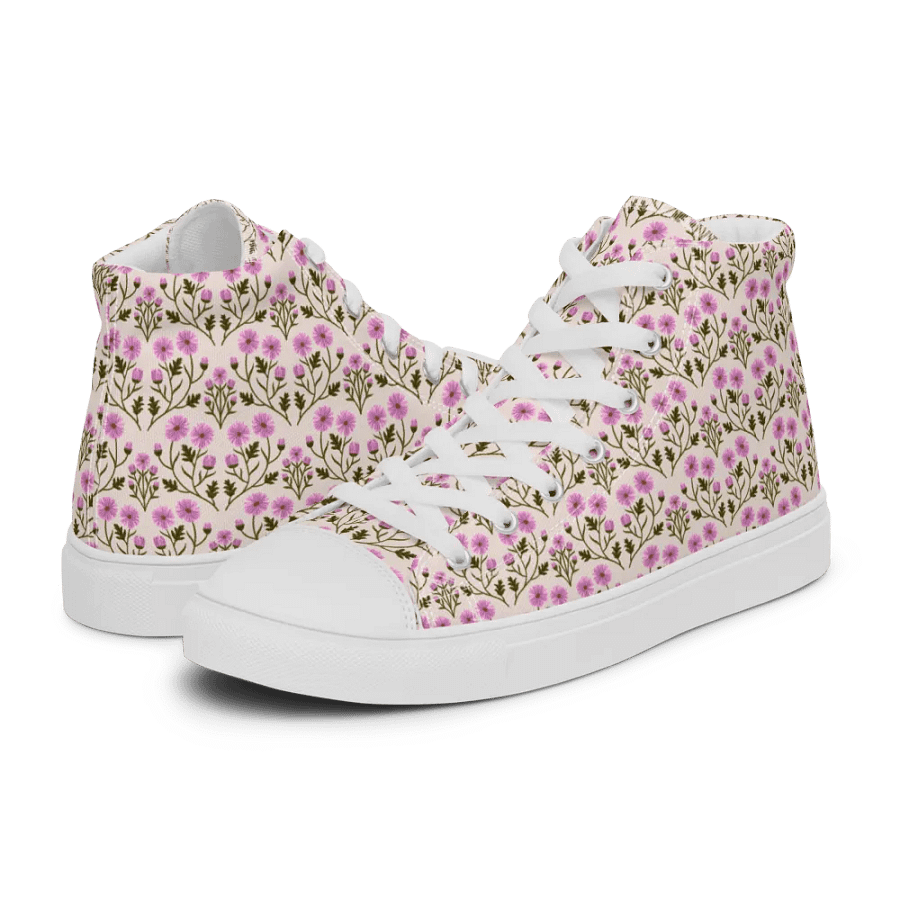 Harmony of Mums - Pink and Green - Women High Top Canvas Shoes product image (12)