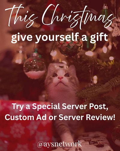 Give yourself the gift of more server members! 🎁

#christmas #gift #christmasgift #cats #christmascat #ays #tan #aysdiscord #...