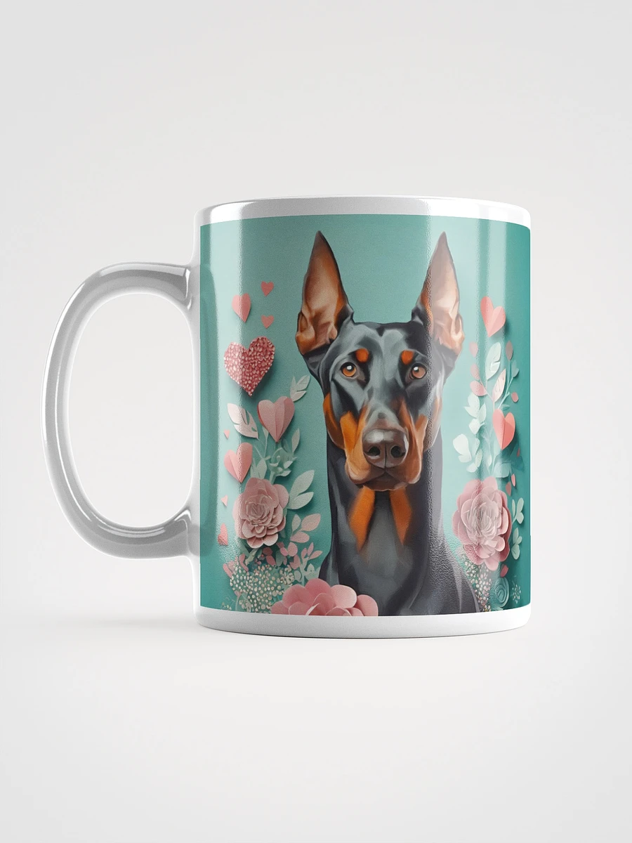 Doberman and paper flowers Ceramic Mug product image (11)