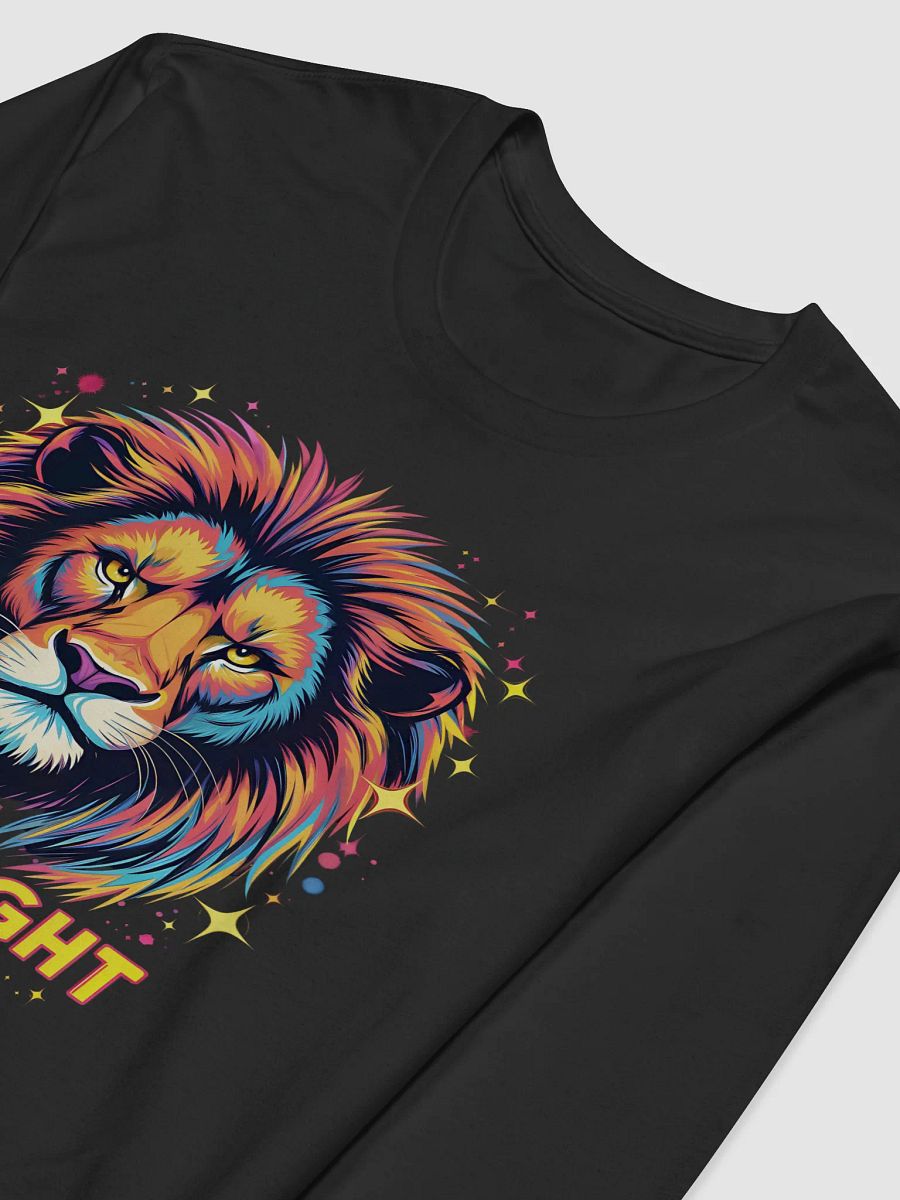 Colorful Neon Lion Long Sleeve Shirt - Stand Out Stay Bright Graphic Tee - Bold Animal Art Cotton Top product image (3)