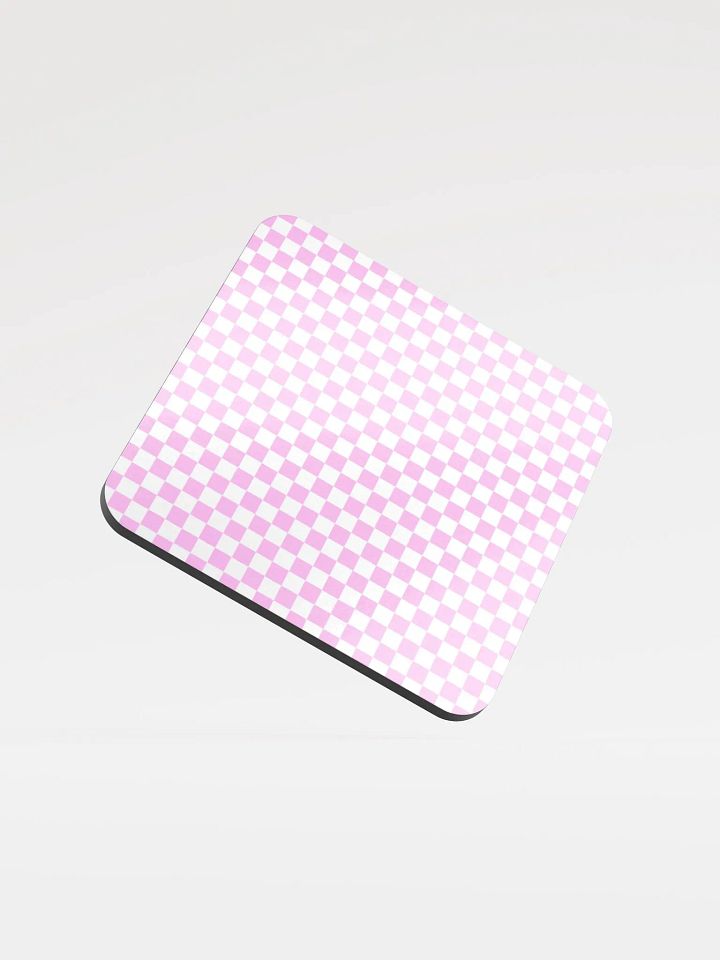 Checkers! Pastel Pink and White Checkered Cork Coaster product image (1)