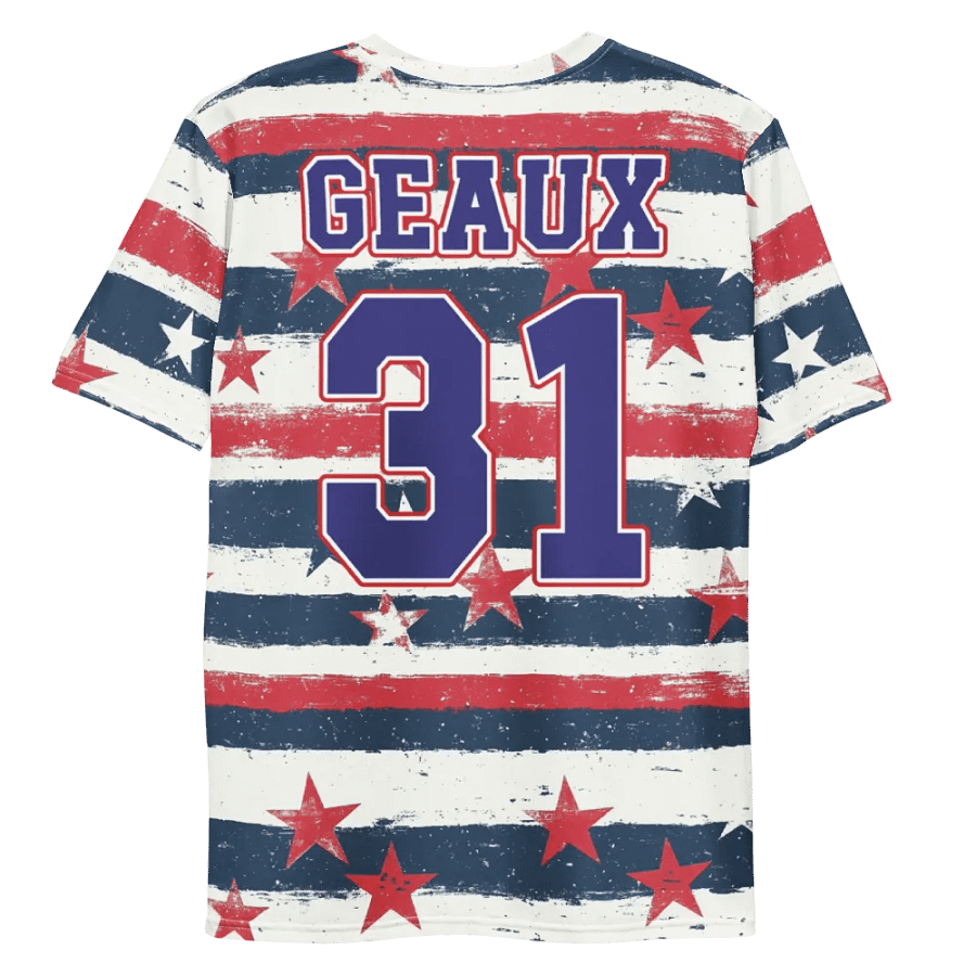 Geaux 31 (On Back) - Vintage Stars & Stripes Pattern Tee product image (9)