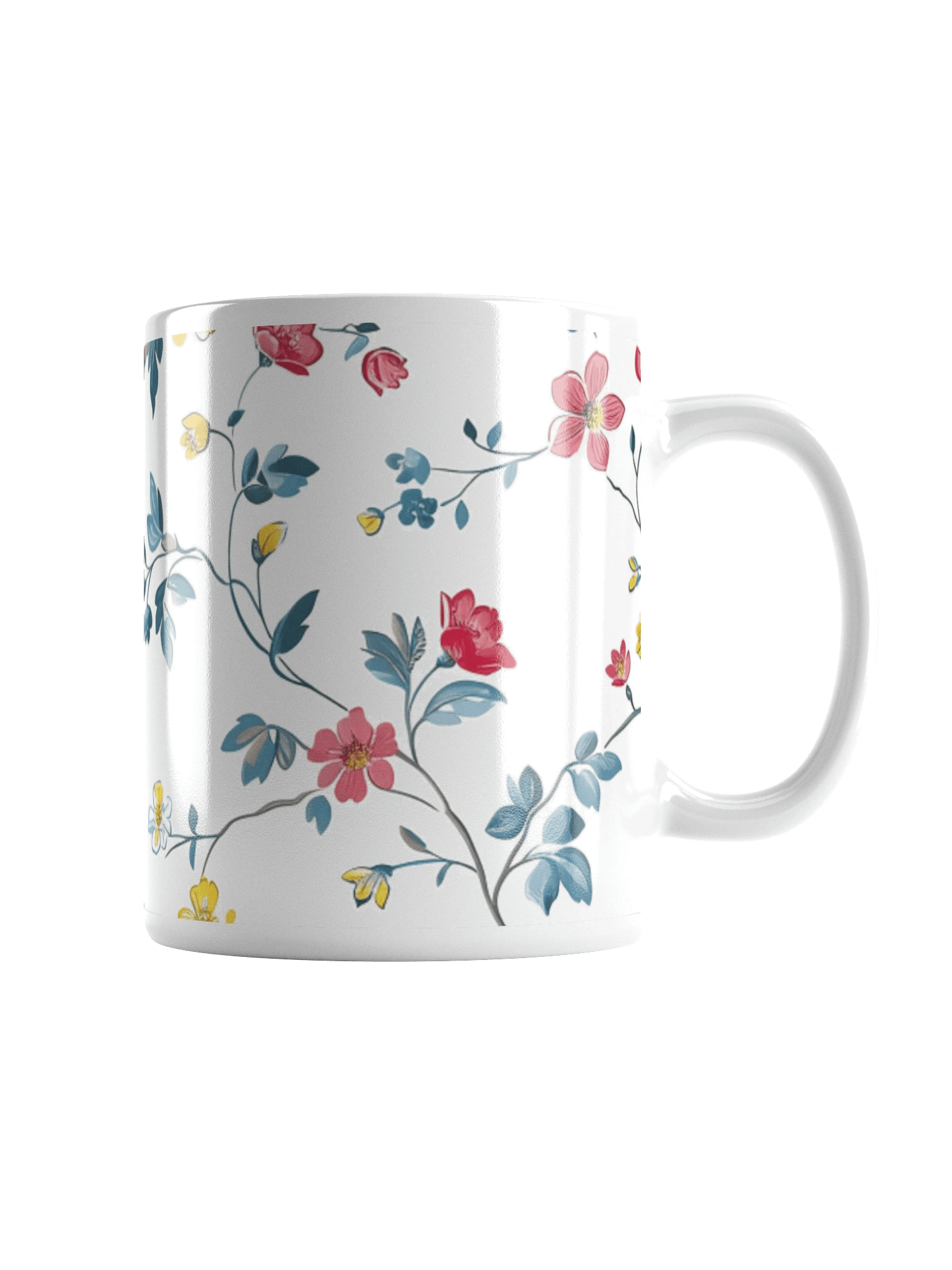 Multicolor Floral White Glossy Ceramic Mug by Treasure Pie product image (1)