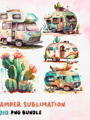 Watercolor Boho Camper Sublimation PNG product image (3)