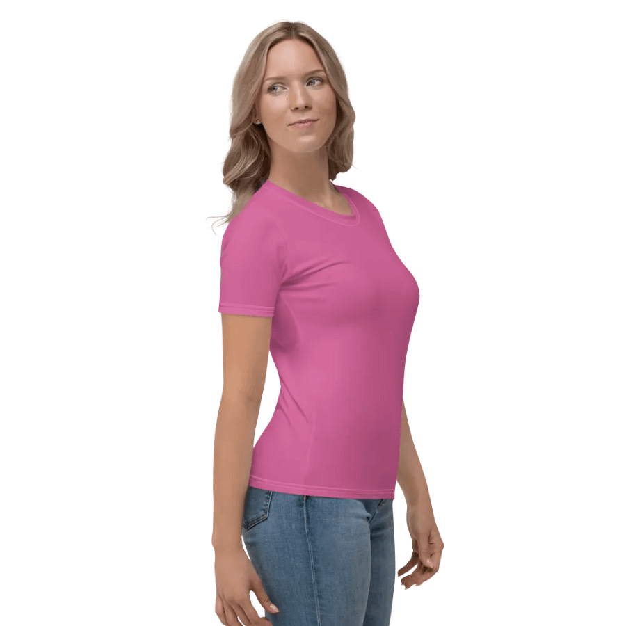 Plain Medium Pink Light Summer Women's Crewneck Polyester Heavyweight Premium T-Shirt by Treasure Pie product image (7)