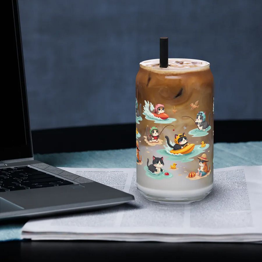 Purrfectly Fun Day in Destin Beach Cat-Inspired Can-Shaped Glass ( Libby Glass ) product image (4)