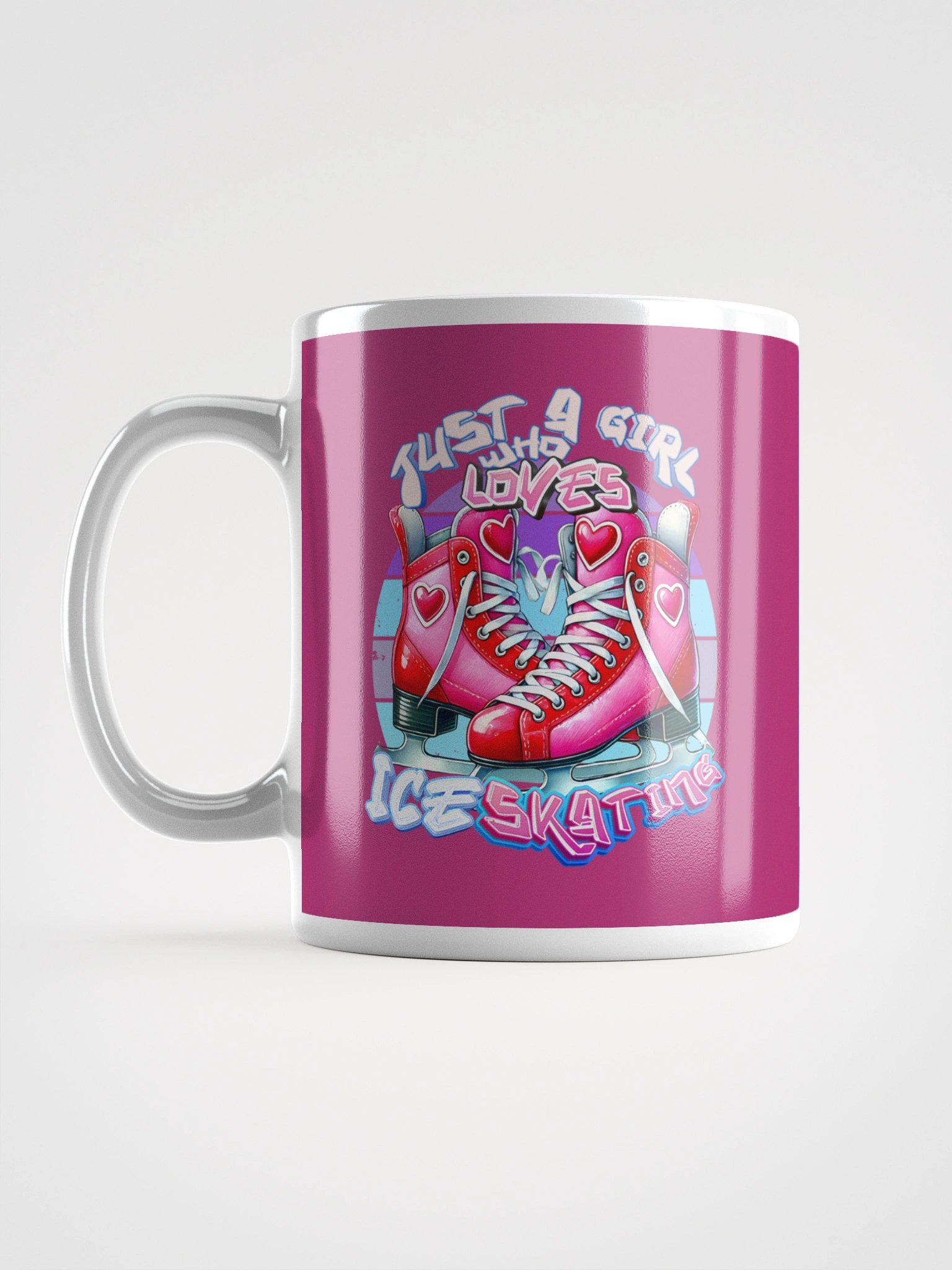Just a Girl Who Loves Ice Skating Pink Skates Berry Background Mug for Skaters product image (6)