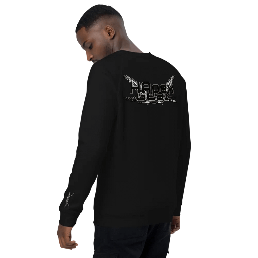 Unisex Organic Raglan Sweatshirt - Black HApex Gear White Logo product image (7)