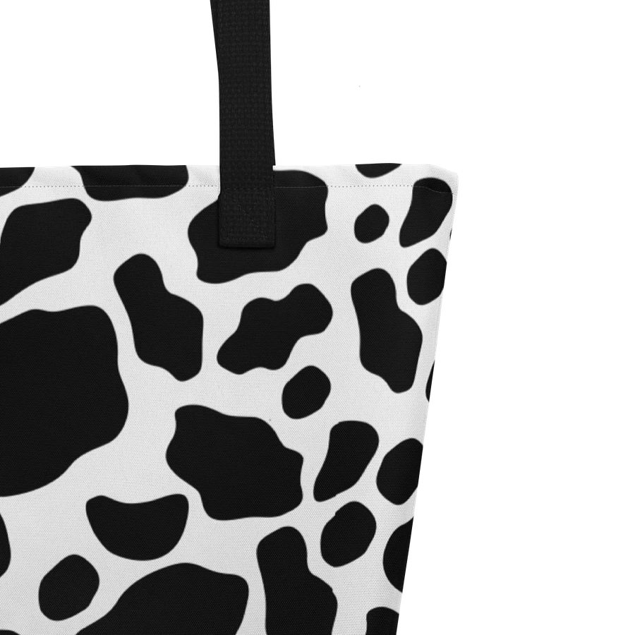 Cow Print Tote bag with Pocket - Black product image (4)