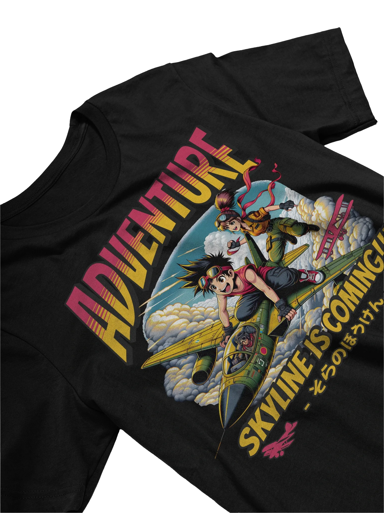 Manga Boy And Girl Japan Anime T-Shirt Skyline Adventure 90s product image (3)