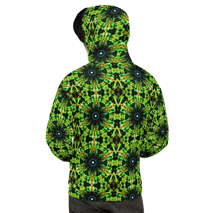 Abstract Repeating Neon Green Kaleidoscope Pattern Unisex Unisex All Over Print Hoodie product image (2)