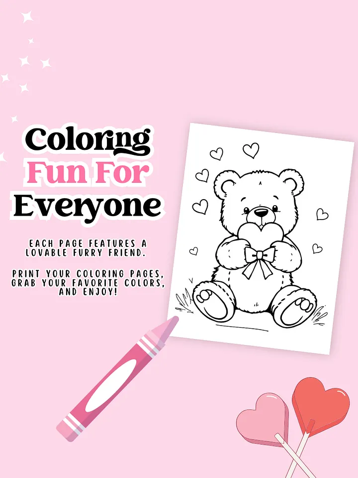 VALENTINE BEAR COLORING PAGES product image (2)