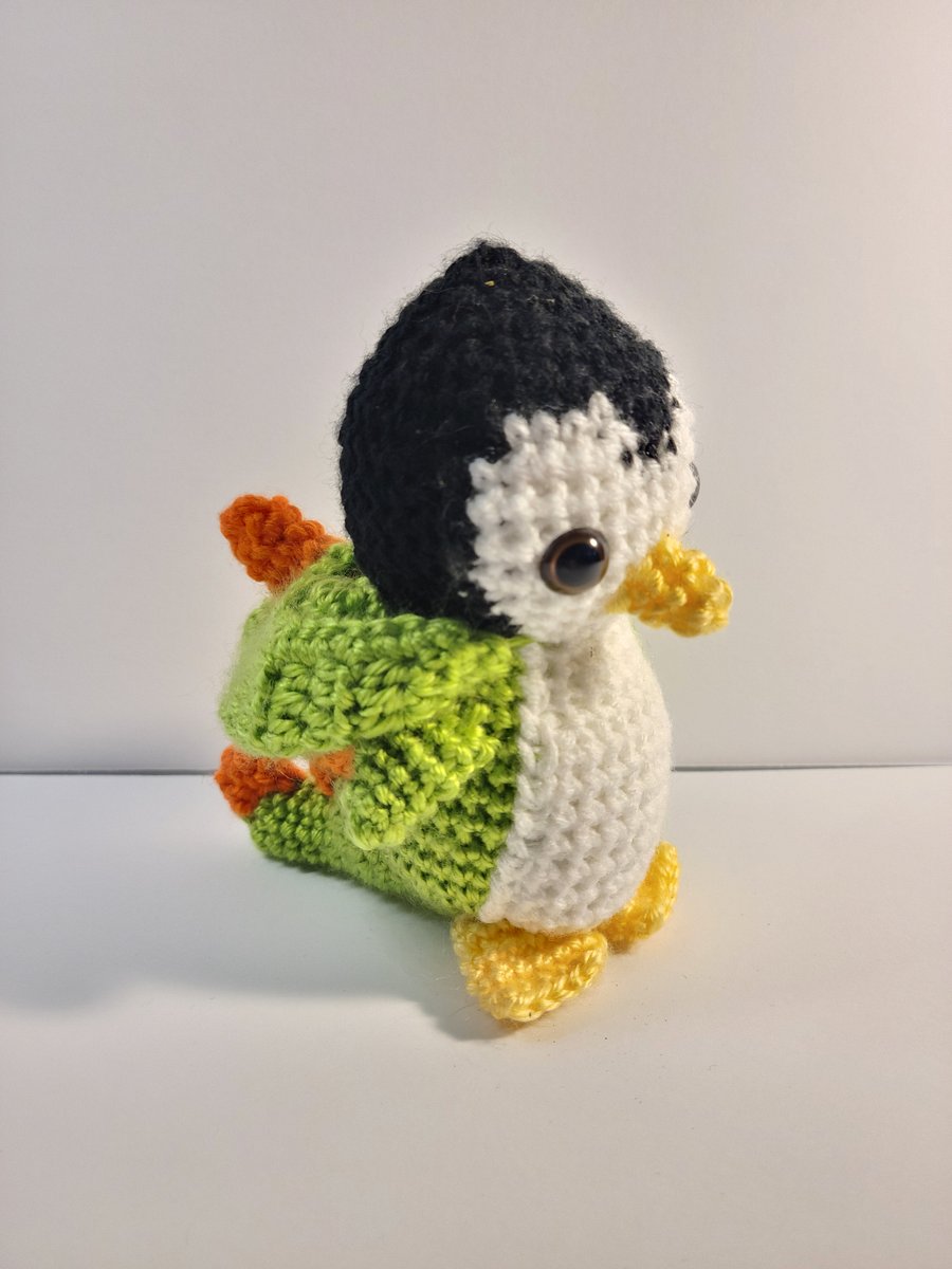 Handmade Amigurumi Penguin in Dinosaur Costume Stuffed Animal product image (7)