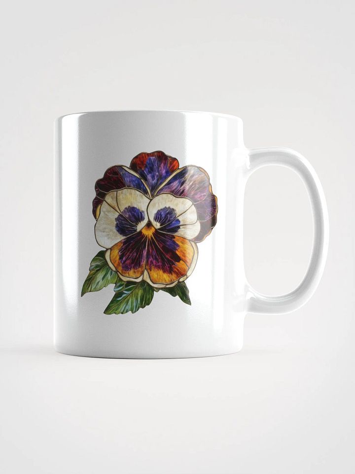 Stained Glass Pansy Paradise White Glossy Mug product image (2)
