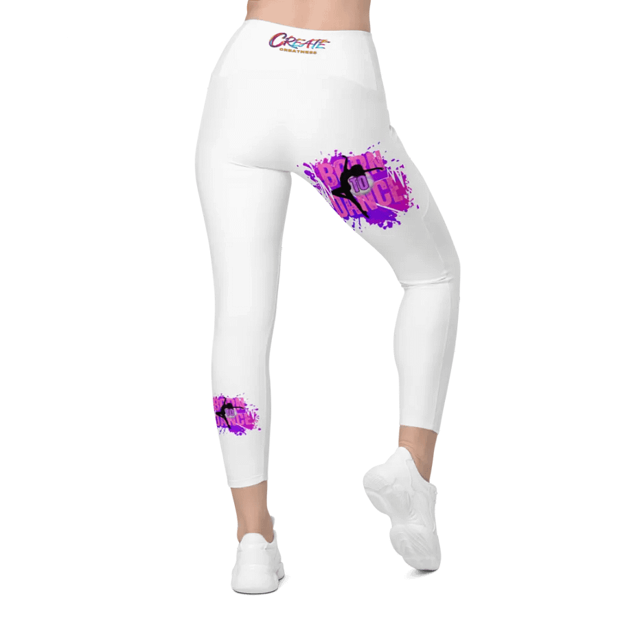 Born to Dance Her Silhouette White with prints Leggings product image (3)
