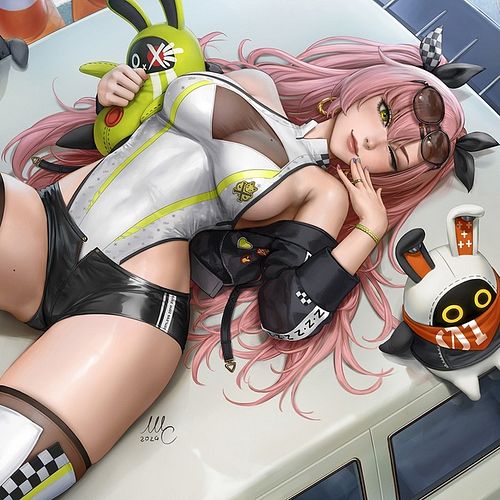 Nicole from Zenless Zone Zero, wearing a Race Queen outfit. Part of my latest art pack. Get access to the full pack on my Sub...