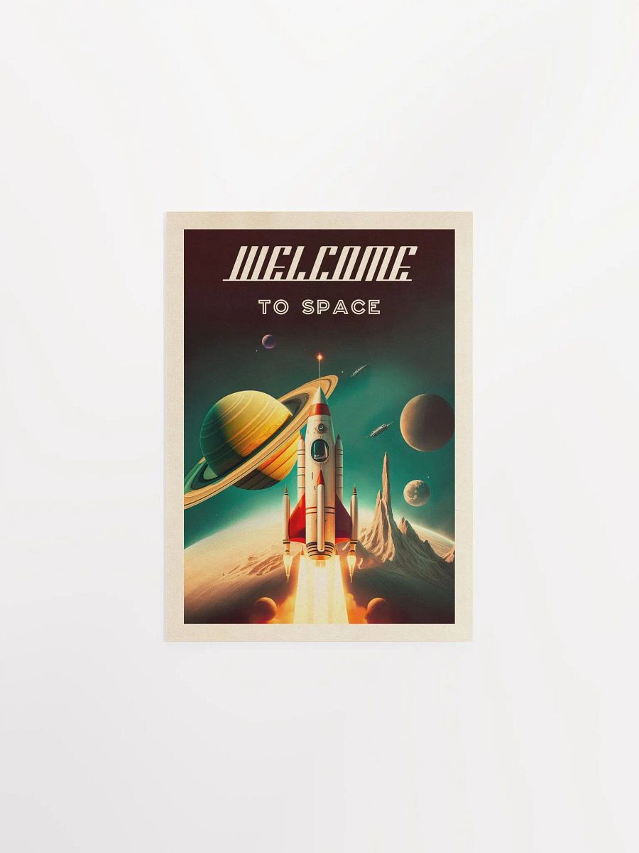 Welcome to space — Vintage space poster, retro space art, propaganda poster, retrofuturism art, retro sci-fi print product image (9)
