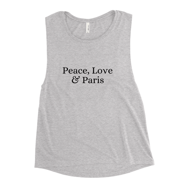 Peace, Love and Paris Women's Flowy Muscle Tank | Black Ink product image (2)