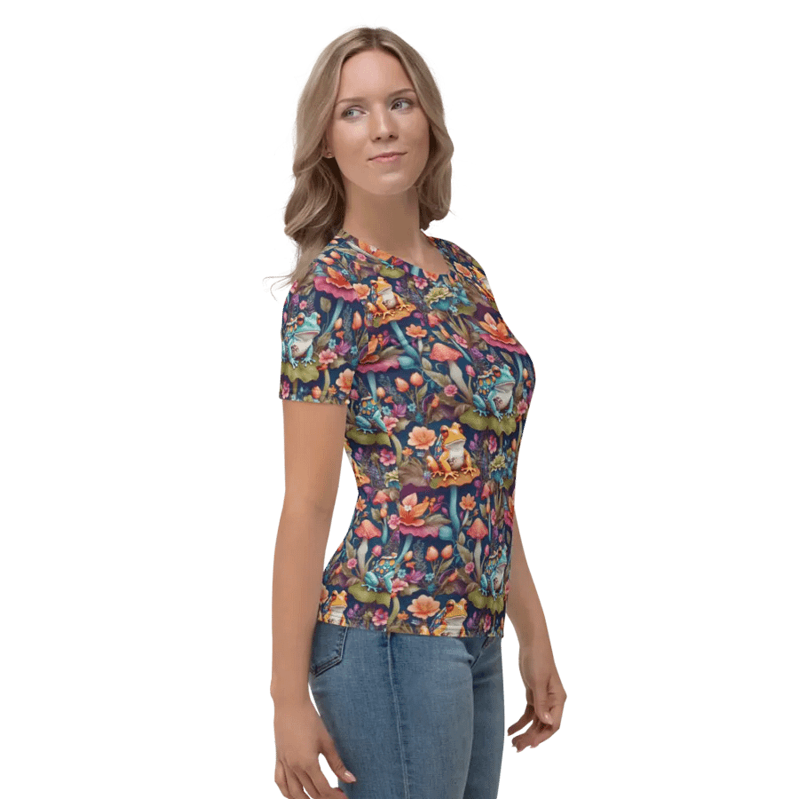 Mushroom Frogs Floral All Over Print T-shirt product image (4)