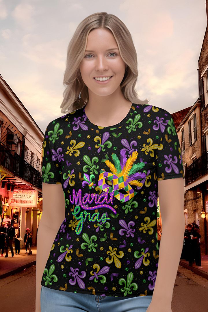 Mardi Gra All Over Print T-shirt product image (1)