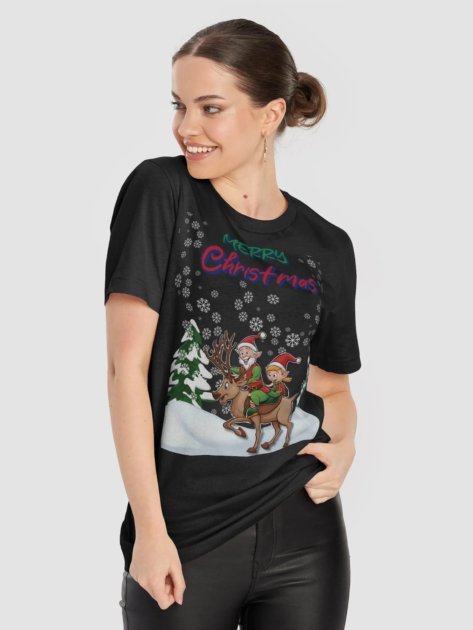 Santa Elves Riding A Reindeer T-shirt product image (8)