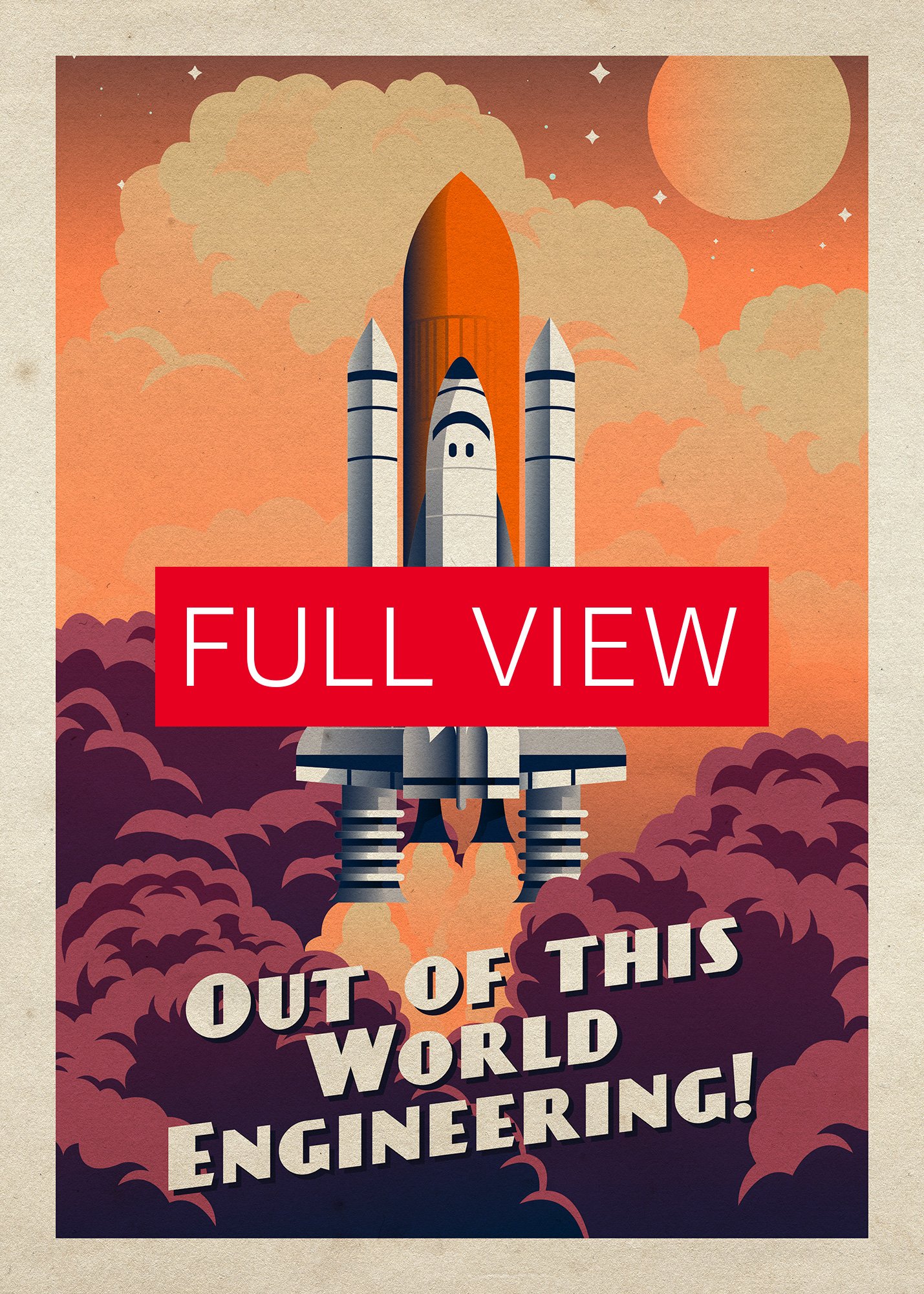 Out of this world Engineering!, NASA Space Shuttle — Vintage space poster, retro space art, propaganda poster, retrofuturism art, retro sci-fi print product image (3)