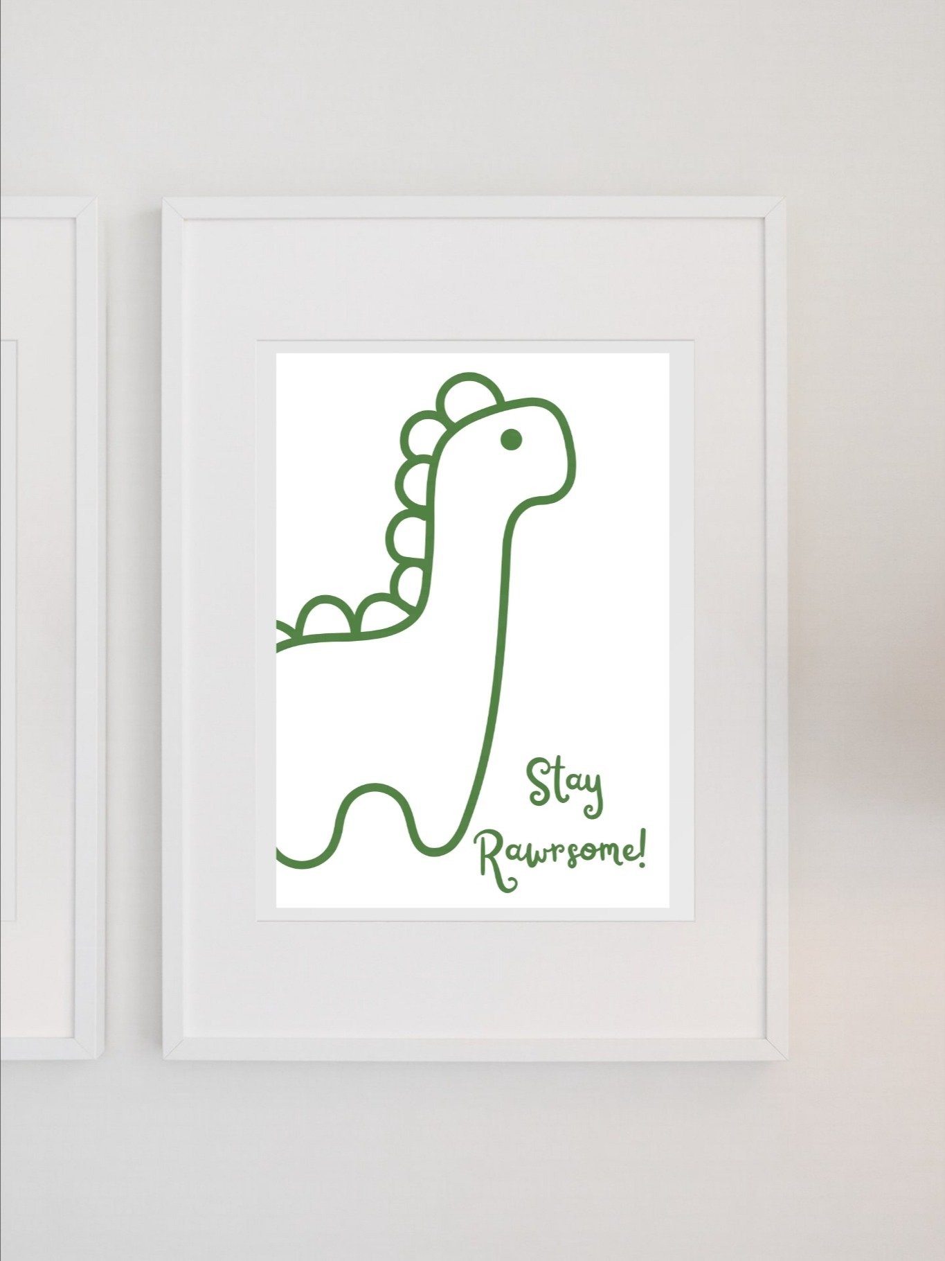 Stay Rawsome Dinosaur Wall Art - Cute Minimalist Dino Print, Motivational Kids Room Decor, Fun Nursery Poster, Playroom Dinosaur Art product image (1)