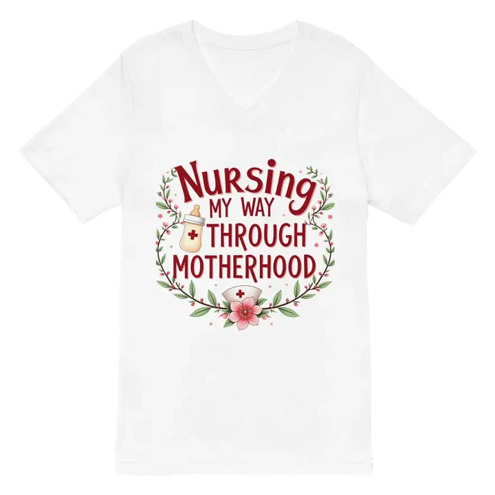 Nursing My Way Through Motherhood V-Neck Tee product image (6)