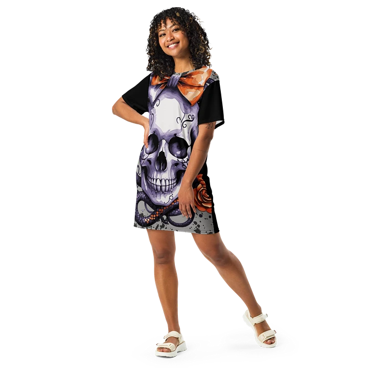 Spooky Coquette Style Skull T-Shirt Dress product image (1)