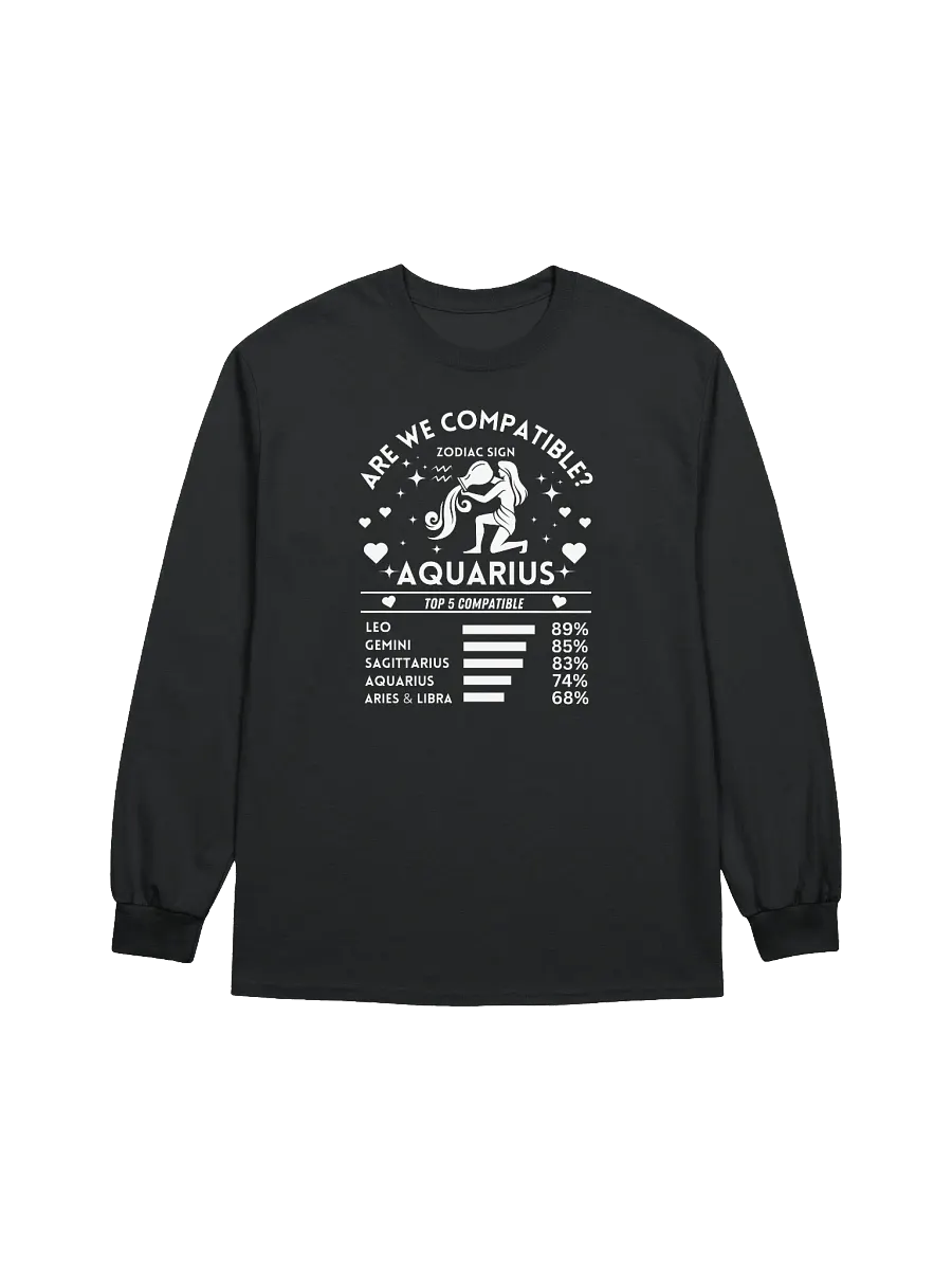Aquarius Zodiac Sign Romantic Compatibility - Gildan Ultra Cotton Unisex Long Sleeve T-Shirt - Dark Colors product image (2)