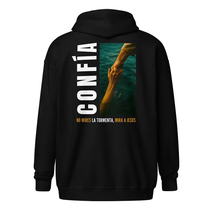 Sudadera Unisex con Capucha y Cremallera | Confía, no mires la tormenta product image (1)