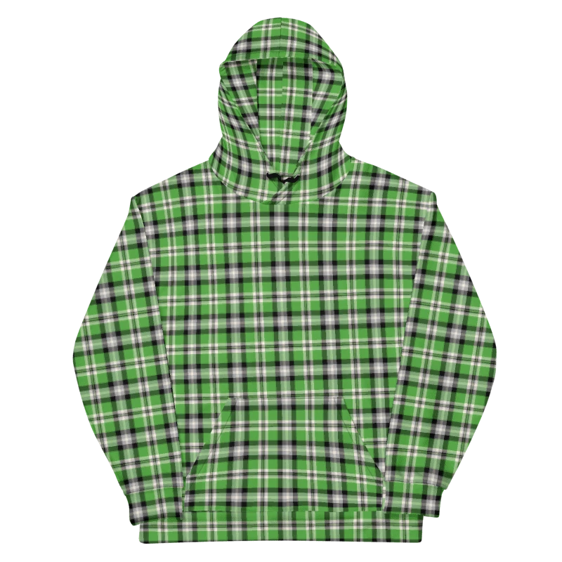 Bright Green, Black, and Gray Plaid Hoodie product image (6)