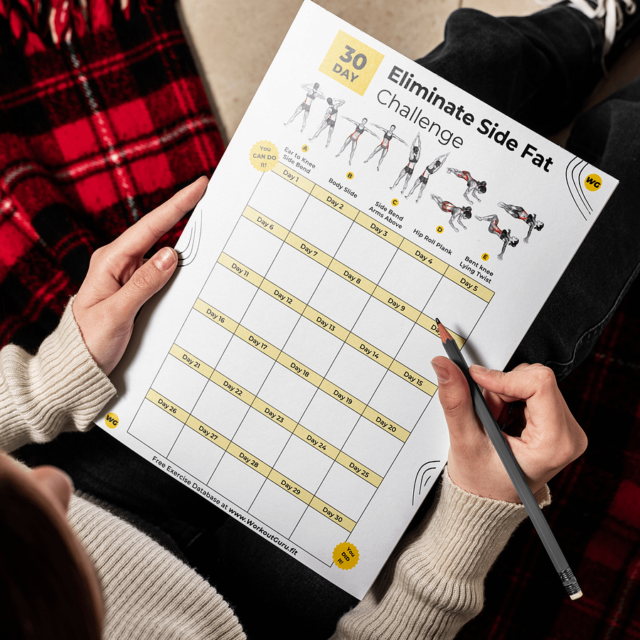 30 Day Eliminate Side Fat Challenge - Printable Workout Tracker product image (3)