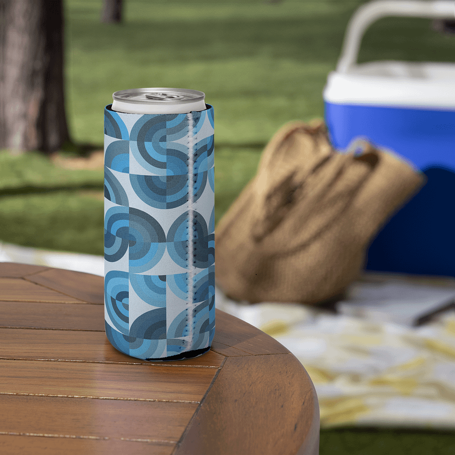 Geometric Blue Can Cooler product image (5)