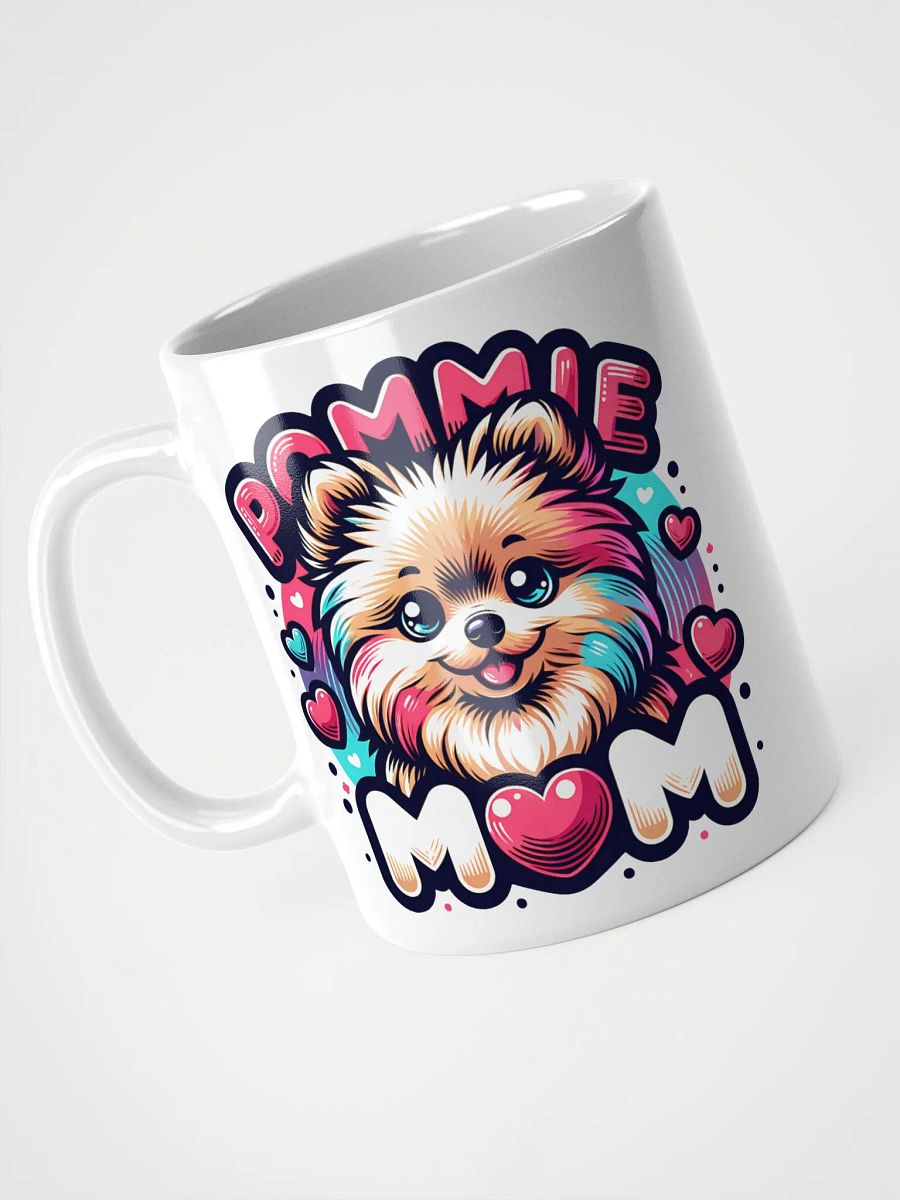 Pommie Mom Ceramic Mug Design with Colorful Pomeranian and Hearts product image (4)