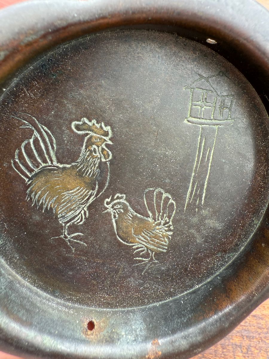 🎎 Japanese Brass Fusuma Door Pull – Rooster & Hen – Mid-Showa Era – Japan Antique Roadshow product image (4)