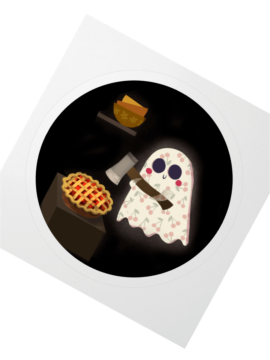 Little Ghost & the Cherry Pie - Vinyl Sticker product image (1)