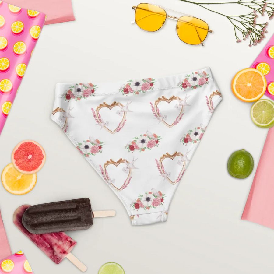 Watercolour Floral Pattern High Waisted Bikini Bottom - V2 product image (4)