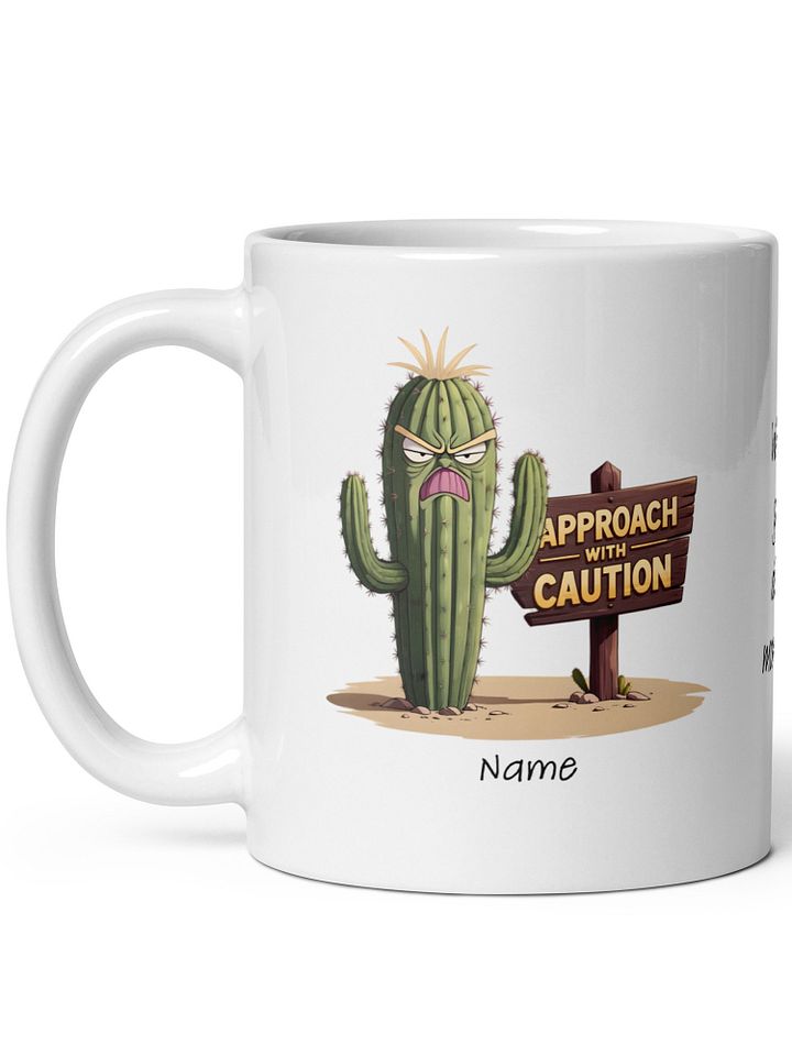 Personalized Grumpy Cactus Before Morning Coffee White Glossy Mug product image (2)