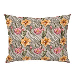 Seamless Pattern - Painted Flowers in Shades of Yellow and Pink on a Textured Khaki Background product image (6)
