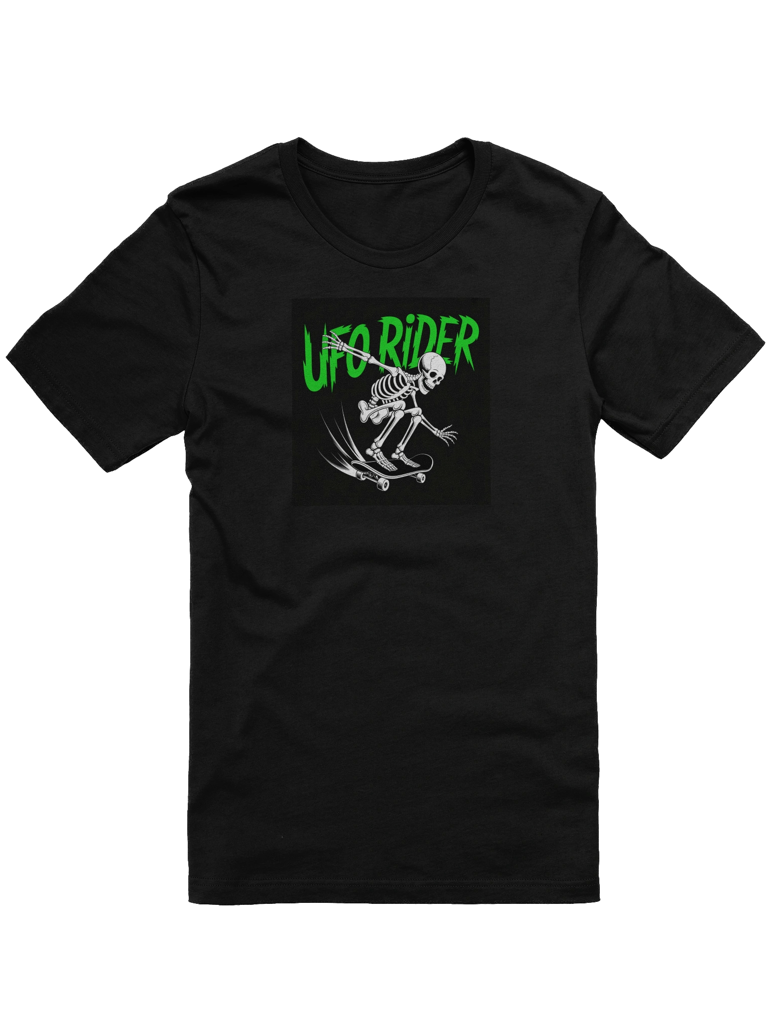 UFO Rider Skeleton Skateboard T-Shirt product image (4)