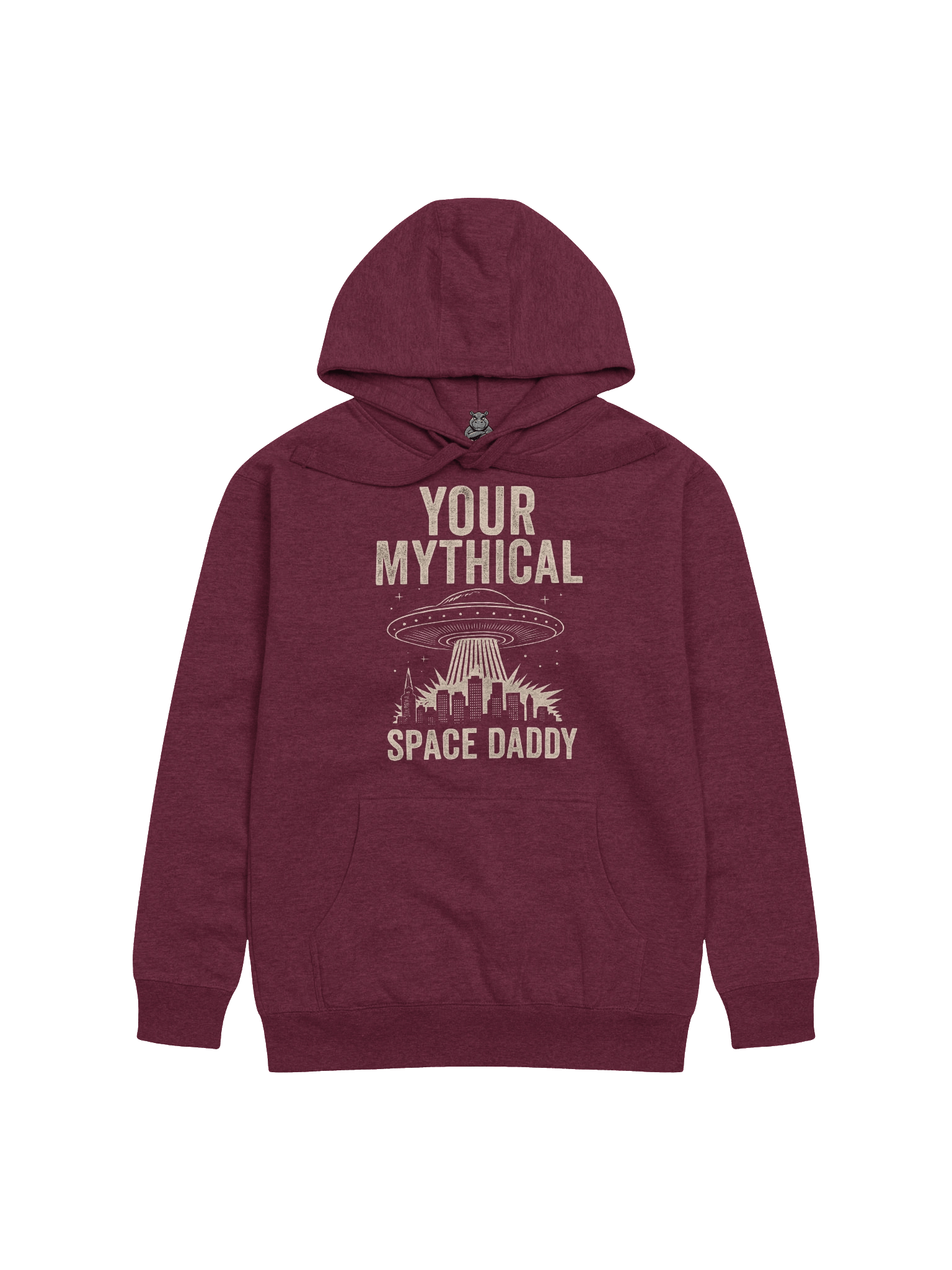 "Your Mythical Space Daddy" Hoodie – Dark Sci-Fi Cityscape Graphic Hoodie | Funny Sarcastic Alien Humor Hoodie product image (3)