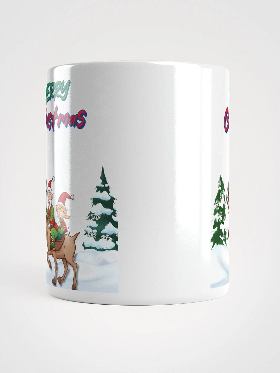 Santa Elves Riding A Reindeer White Mug product image (13)