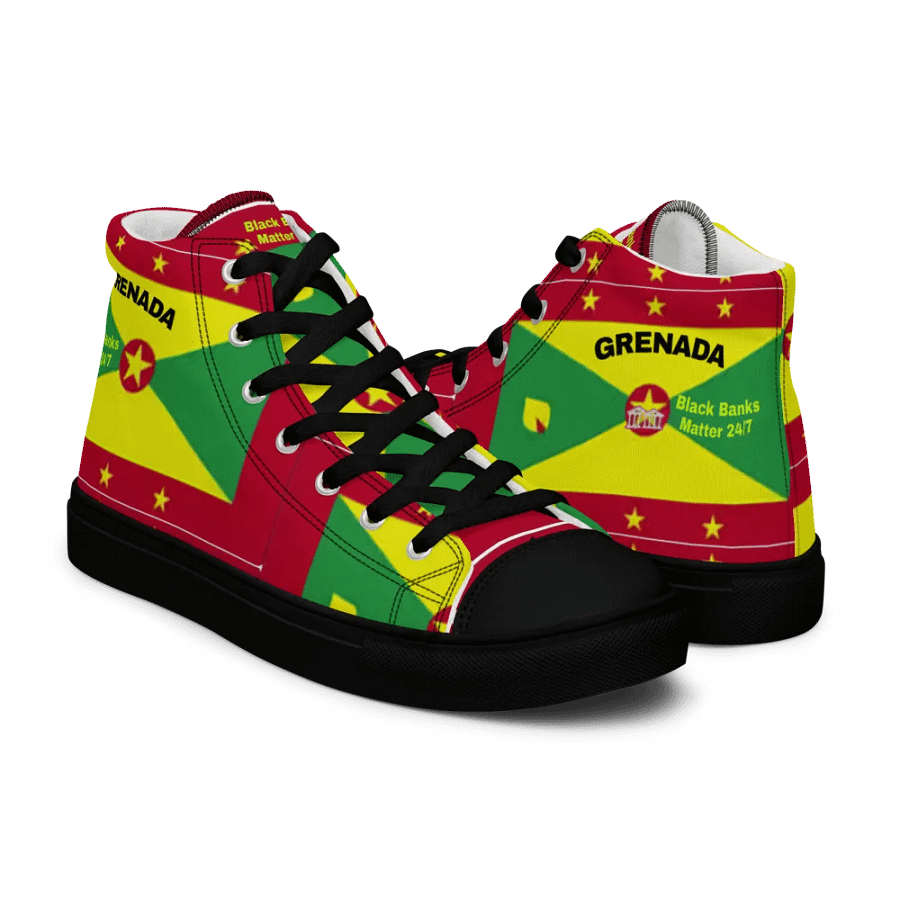 Grenada Flag Inspired Women's High Top Canvas Shoes product image (11)