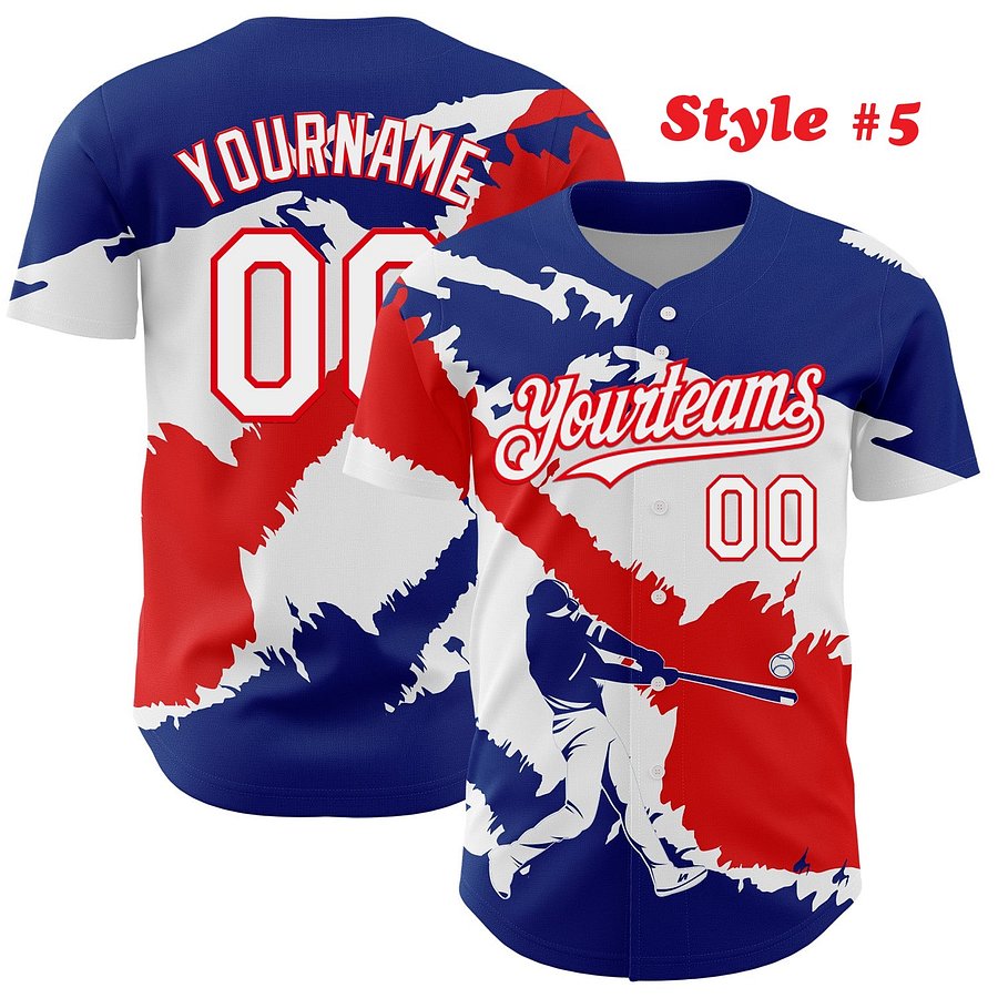 Authentic Baseball Jersey, Custom Baseball Jersey, Personalized Sport Jersey, Colorful, Number, 3D Flag, Country product image (173)