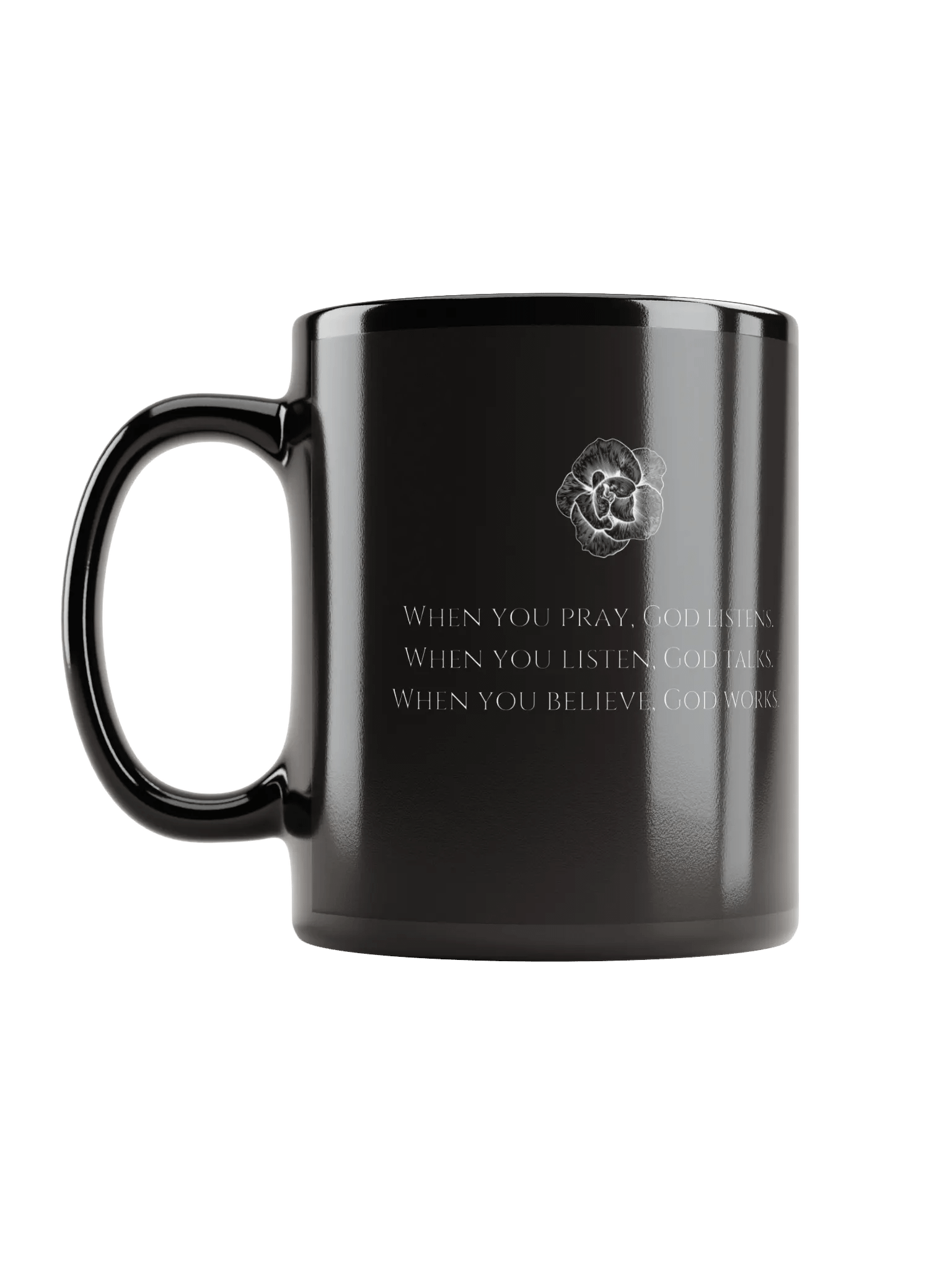 When You Pray, God Listens – Black Ceramic Mug product image (2)